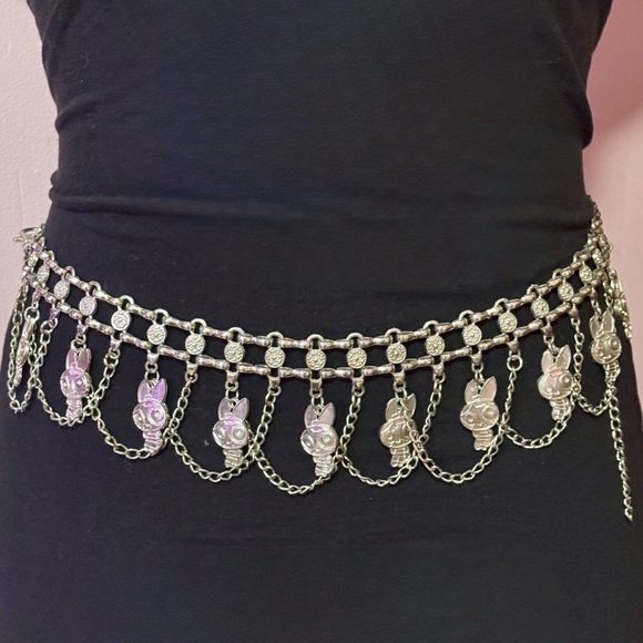 Vintage POWERPUFF GIRLS Silver Tone Waist Chain Charm Belt- Blossom Bubbles - Picture 2 of 12